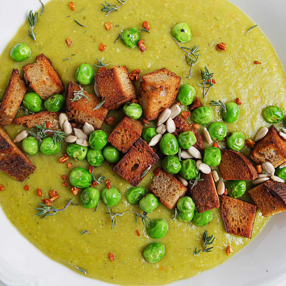 Vegane Erbsen-Kartoffel-Suppe