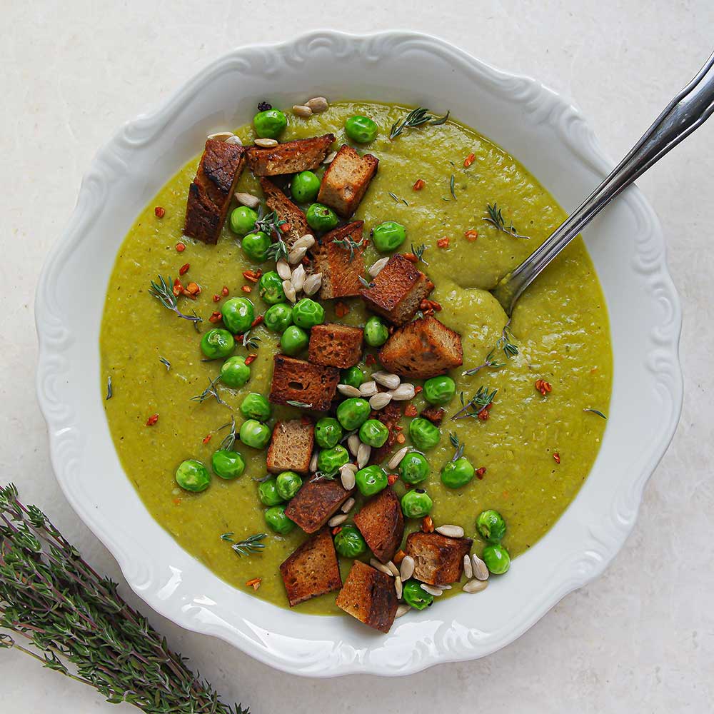Vegane Erbsen-Kartoffel-Suppe