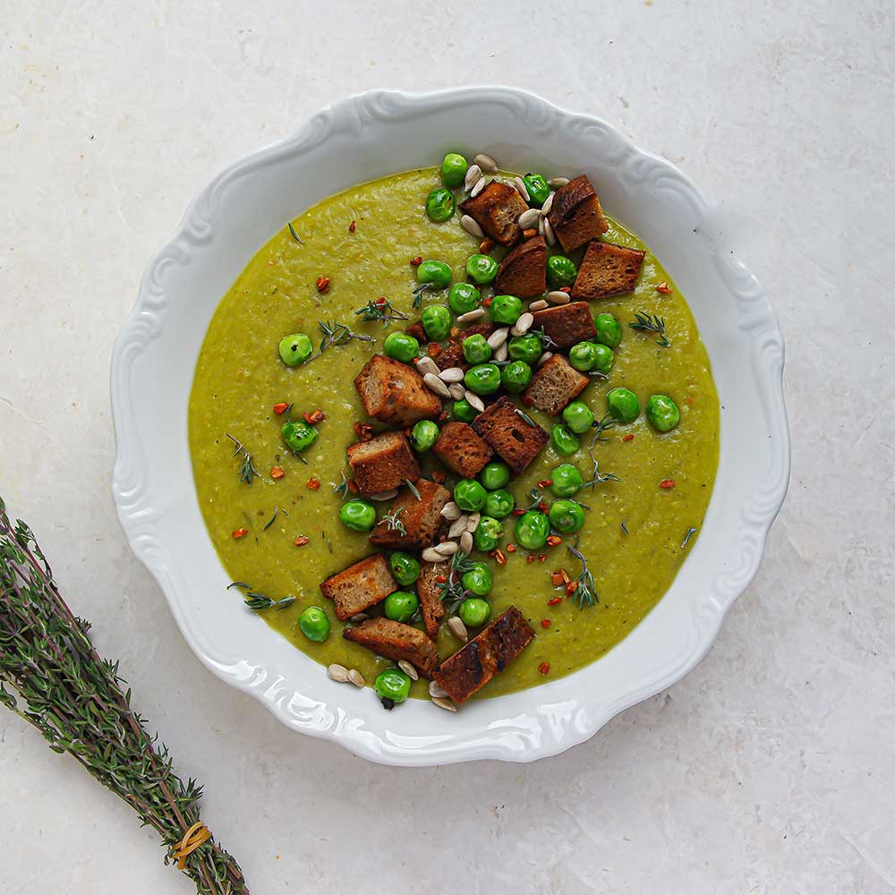 Vegane Erbsen-Kartoffel-Suppe