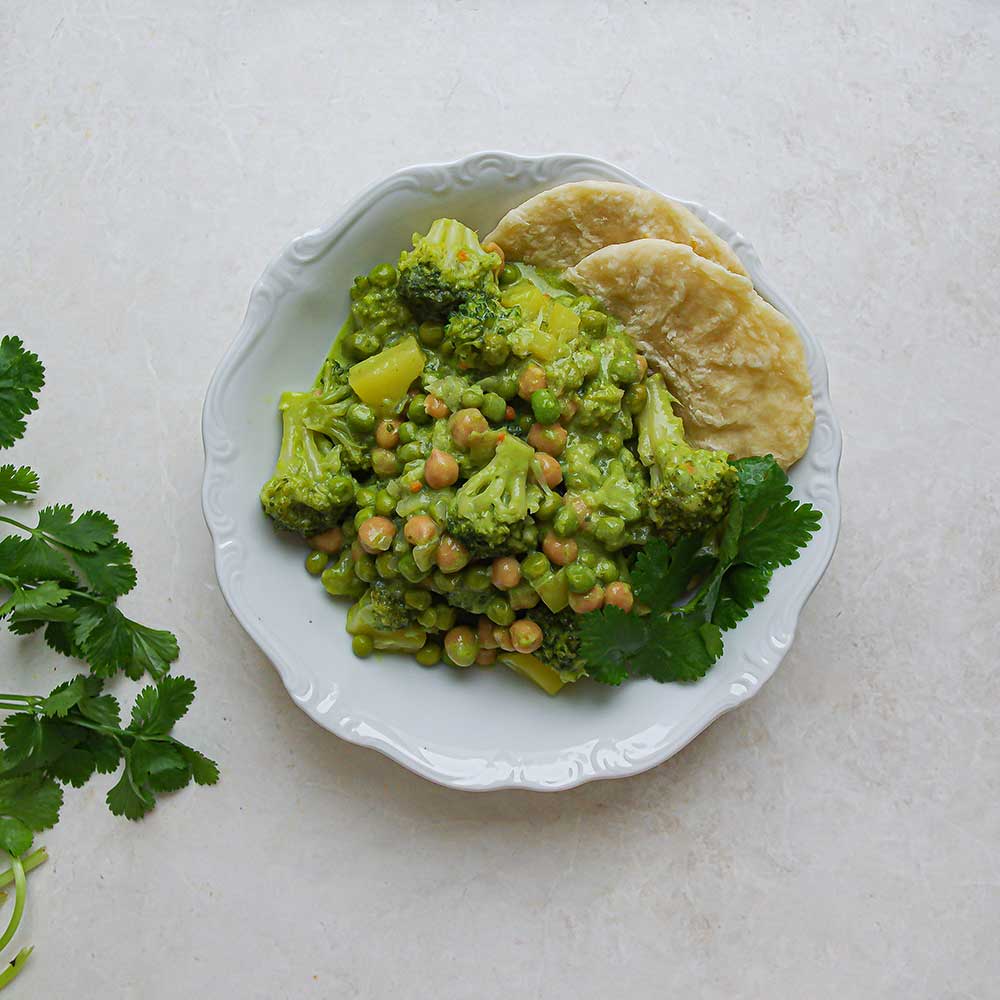 Grünes Curry mit Kichererbsen