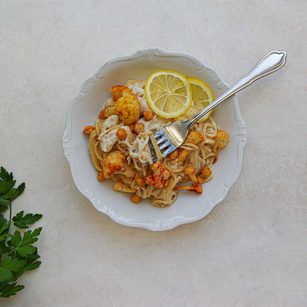 Cremige Blumenkohl-Cashew-Pasta