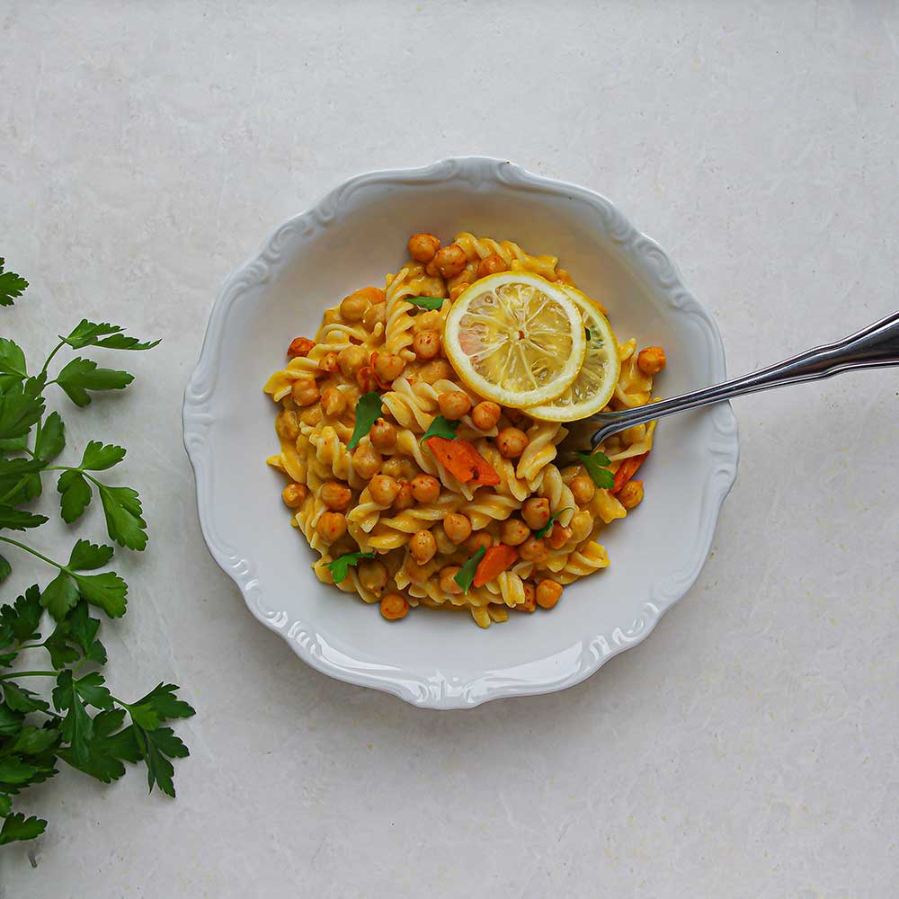 Cremige Karotten-Cashew-Pasta